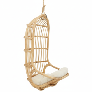 Silla colgante moderna de ratán, silla columpio de mimbre tejida a mano con cojín para interiores, exteriores, balcón, patio, muebles de jardín - Product Image 1