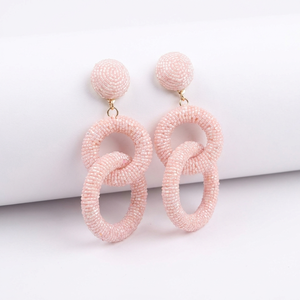 Handmade Glass Seed <b>Beaded</b> Earrings Boho Long Tassel Drop Fringe Earring Native Ethnic <b>Beaded</b> Jewelry for Women Wholesale - Product Image 1