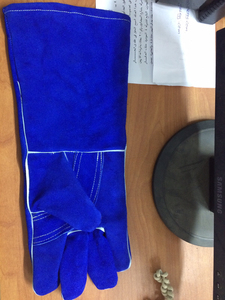 Gants de protection pour soudage MIG en cuir bleu doublés de Kevlar, résistance aux éclaboussures de métal fondu, test de type A - Product Image 5