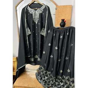 Beau costume de travail à broderie à l'aiguille Zari pour femmes pour les fêtes - Product Image 4