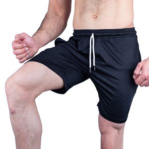 Short de sport en polyester 100% pour hommes, tissu en maille respirant à séchage rapide, ceinture élastique, poches, techniques teintées unies pour la salle de sport - Product Image 4