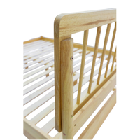 Base de Cama Moderna de Madera Maciza Furaka OEM, Cómoda y Duradera, Tamaño Individual, Ensamblable, Cabecera con Diseño de Espiga en Color Natural