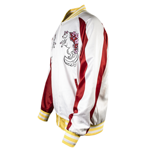 Custom Embroidered Front Logo Eco-Friendly Satin Bomber <b>Jacket</b> 100% Polyester Sporty Unisex - Product Image 4