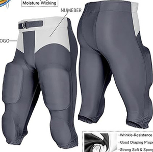 Mens Padded American Football Pants Belt Closure <b>Athletic</b> Fit Color Block Design Breathable Practice Game Sportswear outdoor - Product Image 4