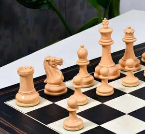 Jeu d'échecs Staunton vintage taille tournoi, 4,5 pouces (King), en bois d'olivier vert et jaune, au meilleur prix - Product Image 4