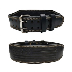 Custom Embossed Logo 4" Leather Weightlifting <b>Belt</b> Professional High Quality Adjustable Non-Slip Genuine Full Grain Leather - Product Image 1