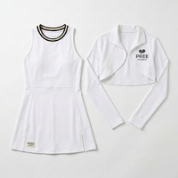 Ensemble deux pièces pour femme : robe de sport à manches longues et veste courte, col rond, fente latérale, au-dessus du genou, séchage rapide, respirant, pour pickleball