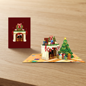 Tarjeta de Navidad 3D Pop-Up con diseño de árbol de pino y flores, tarjeta navideña 3D hecha a mano, diseño con temática de invierno, tarjeta de felicitación de papel artesanal. - Product Image 5