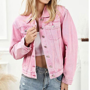 <b>Women</b> Pink Denim <b>Jacket</b> Streetwear Cotton Jean <b>Jacket</b> Comfortable Sustainable <b>Spring</b> Wear Custom OEM ODM Wholesale - Product Image 5