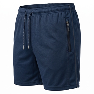 Shorts tricotés respirants pour hommes à taille mi-haute élastique avec cordon de serrage, logo frontal et bande latérale – Idéal pour l'entraînement décontracté - Product Image 4