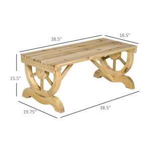 Panca da veranda moderna/antica a forma di ruota di carro per giardino, patio, cortile, parco - per 2 persone, finitura naturale per esterni - Product Image 3