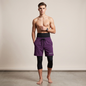 Shorts de sport multi-usages 2-en-1 pour hommes avec leggings d'entraînement intégrés – Respirant et confortable pour la course, le fitness et la gym - Product Image 1