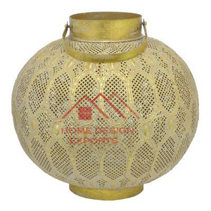 Linterna para velas con acabado en esmalte azul y asa de cuerda de yute - Product Image 5