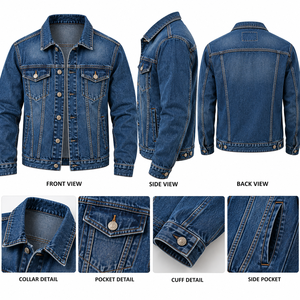 Custom <b>Mens</b> Denim <b>Jacket</b> Wholesale <b>Light</b> Blue Jeans <b>Jacket</b> Casual Trucker <b>Jacket</b> for <b>Men</b> OEM ODM Denim Outerwear Manufacturer - Product Image 6