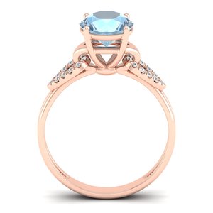 Bagues de fiançailles en aquamarine certifiée REYES IGI, or rose massif 14K 18K, diamant, bijoux fins faits à la main pour femmes - Product Image 4
