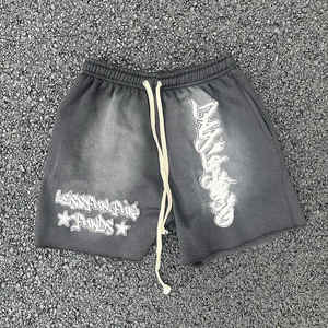 Fabricant de shorts épais en éponge française lavés à la pierre avec impression personnalisée Shorts vintage vieillis pour hommes - Product Image 4