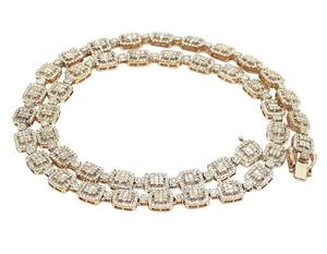 <b>Iced</b> <b>Out</b> Princess Cut Diamond Statement Necklace 18K Gold Plated Geometric Link <b>Chain</b> Party Jewelry Unisex Classic Design - Product Image 1
