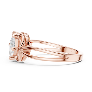 Elegant <b>Two</b> <b>Stone</b> Princess Cut Moissanite Diamond <b>Ring</b> - 14K Rose Gold Plated Sterling Silver Double <b>Stone</b> Promise Band - Product Image 3