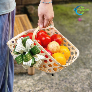 Panier-cadeau artisanal en paille de bambou, solution d'emballage cadeau durable, élégante et éco-responsable - Product Image 5
