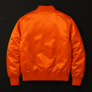 Blouson bomber orange haute visibilité en satin, uniforme de sécurité pour personnel, vêtement de travail zippé, coupe-vent, vente en gros, usine OEM - Product Image 2