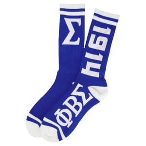 Phi Beta Sigma Royal Blue Crew <b>Socks</b> Fraternity Knit Athletic Comfortable Stretch Breathable Everyday Wear - Product Image 1