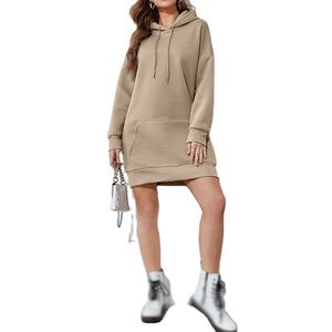 Venta al por mayor de sudadera de algodón pesado para las mujeres logotipo personalizado con capucha bordado de color sólido transpirable Chaqueta larga con capucha caliente - Product Image 5