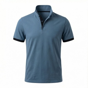 Men's <b>Blue</b> Short Sleeve <b>Polo</b> <b>Shirt</b> 100% Polyester Knitted Quick Dry Casual Solid Design Regular Fit - Product Image 1