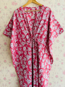 Vestido caftán indio hecho a mano con estampado floral Maxi Beach Coverup para mamás para todas las estaciones - Product Image 6