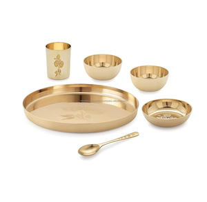 Service de table Bhojan/Dîner/Thali en style contemporain, finition Kansa/Bronze, motif uni, 1 pièce, 10 pouces, vaisselle écologique pour hôtel, 2 - Product Image 6