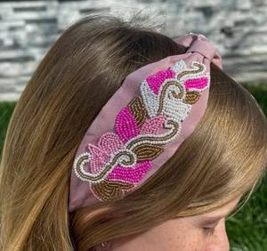 Elegant Pearl Embroidery <b>Headband</b> with Handcrafted Floral Details for Wedding Parties and Boutique Collections - Product Image 5