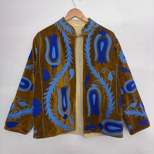 Handmade Bohemian Floral Embroidered Wool <b>Poncho</b> Deep V Neck Full Sleeve Plus Size <b>Women's</b> Spring Summer Autumn Natural - Product Image 1