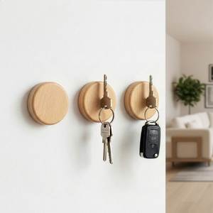 Natural Pine Wood <b>Key</b> Holder Wall Mounted Organizer with 5 Hooks for Entryway Kitchen Bedroom Office <b>Key</b> Storage - Product Image 2