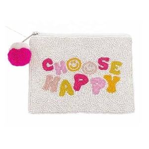 Pochette brodée de perles avec fermeture éclair, mini sac de rangement pour espèces, cartes et maquillage, pochette cadeau Beach Babe - Product Image 3