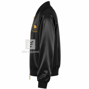 Veste en satin respirant pour femme Custom NCNW 100 noire avec logo brodé sur le devant, manches longues bleues et dorées pour femme - Product Image 4