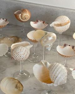 Vietnam Artisan Seashell Glass Wine Goblet for Wine Drinking <b>Table</b> Decor <b>Bar</b> Use for Home Dining and <b>Bar</b> Service - Product Image 1