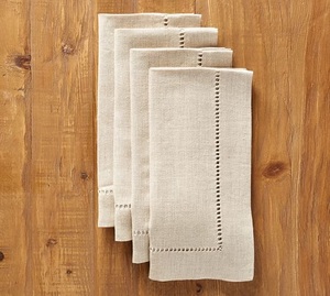 Serviettes de table carrées brodées sur mesure en lin 100 % écologique, faites à la main, de luxe, avec ourlet festonné, pour mariages, fêtes et usage domestique (vente en gros) - Product Image 5