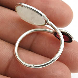 Natural Garnet & Rainbow Moonstone Gemstone Bohemian <b>Rings</b> Handmade High-grade <b>925</b> Sterling <b>Silver</b> Jewelry With Elegant Look - Product Image 3