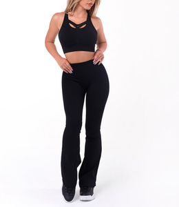Womens Stretch Fit Yoga Pants High Waist <b>Flared</b> <b>Leggings</b> Seamless Design Butt Sculpt Workout Ready Activewear - Product Image 3