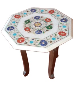 หินอ่อนฝังตกแต่งแบบกึ่งสำเร็จรูปโต๊ะหินเฟอร์นิเจอร์สำหรับห้องรับประทานอาหารเฟอร์นิเจอร์ห้องนั่งเล่นแบบดั้งเดิมที่ทันสมัย - Product Image 1