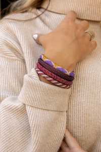 Bracelet large en perles de verre à motifs géométriques tribaux, style ethnique africain, fait main, tissé, pour femmes, bijoux - Product Image 6