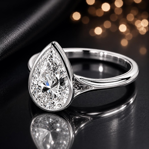 Bague de fiançailles solitaire de luxe en diamant de laboratoire taille poire, halo caché, 3 carats, or rose plaqué or 14K, pour femme, couleur IGI E/F - Product Image 2
