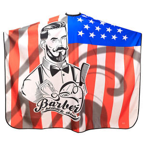 Cape de coiffure professionnelle en polyester imprimé, résistante à l'eau, pour salon de coiffure, avec fermeture ajustable au cou et bouton à crochet - Product Image 3
