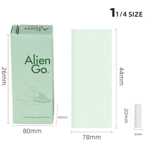 กระดาษมวนบุหรี่ Alien Go สีเขียว พร้อมก้านกรองฝ้าย บรรจุ 20 เล่มต่อกล่อง อุปกรณ์สำหรับสูบบุหรี่ บรรจุภัณฑ์แบบกำหนดเอง รับผลิตแบบ OEM - Product Image 3