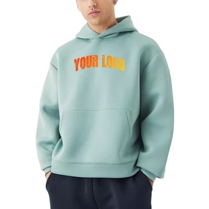 Sudadera con Capucha Verde Menta para Hombre, Estilo Casual Oversize para Otoño, 100% Algodón Tejido con Logotipo Estampado en la Parte Delantera - Product Image 4
