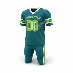 Ensemble de maillots de football américain personnalisés pour équipe, sublimés, col en V, maille respirante, manches courtes, taille élastique, pour hommes adultes - Product Image 2
