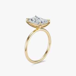 Anillo de Diamante Solitario de Corte Radiante de 3.5 Quilates Cultivado en Laboratorio, Anillo de Compromiso de Oro Amarillo de 14K - Product Image 1