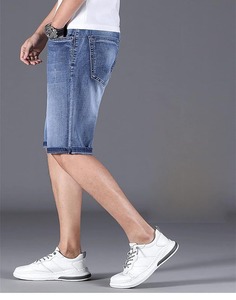 Pantalones Cortos de Mezclilla Elásticos y Holgados de Venta Directa de Fábrica Nay1il, Nueva Temporada de Verano, Casuales, Transpirables y de Secado Rápido para Hombre - Product Image 6