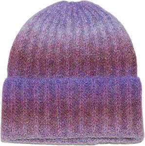 Bonnet tricoté personnalisé tie-dye dégradé avec revers pour femmes et filles, bonnet en laine rayé décontracté 2026 - Product Image 1