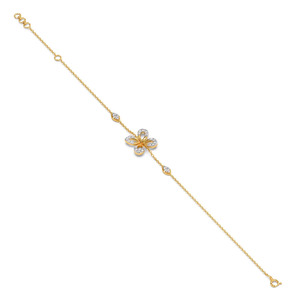 สร้อยข้อมือโซ่ลายดอกจิกสี่แฉกประดับเพชร - Product Image 3