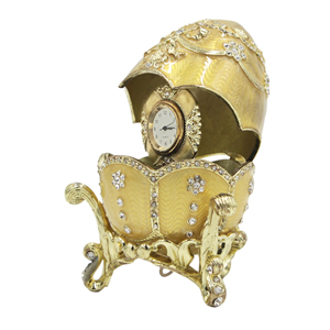 Hợp kim kẽm âm nhạc cổ điển chuông âm nhạc hộp fabergé trứng thiết kế đồng hồ với hoa văn kim loại trang trí cao cấp mảnh trang trí - Product Image 2